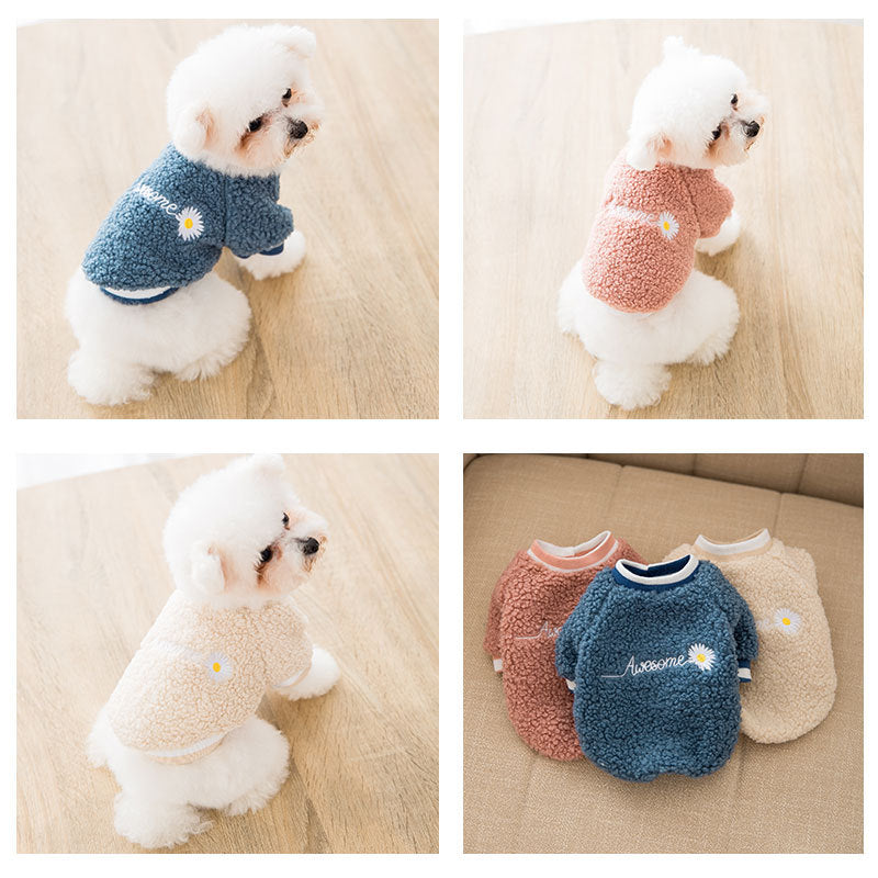 Warmer Teddy-Mantel mit Hundepfoten-Stickerei