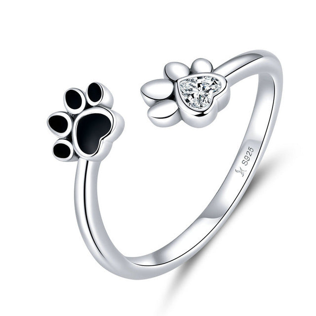 Niedlicher Pfotenabdruck-Ring aus Sterlingsilber