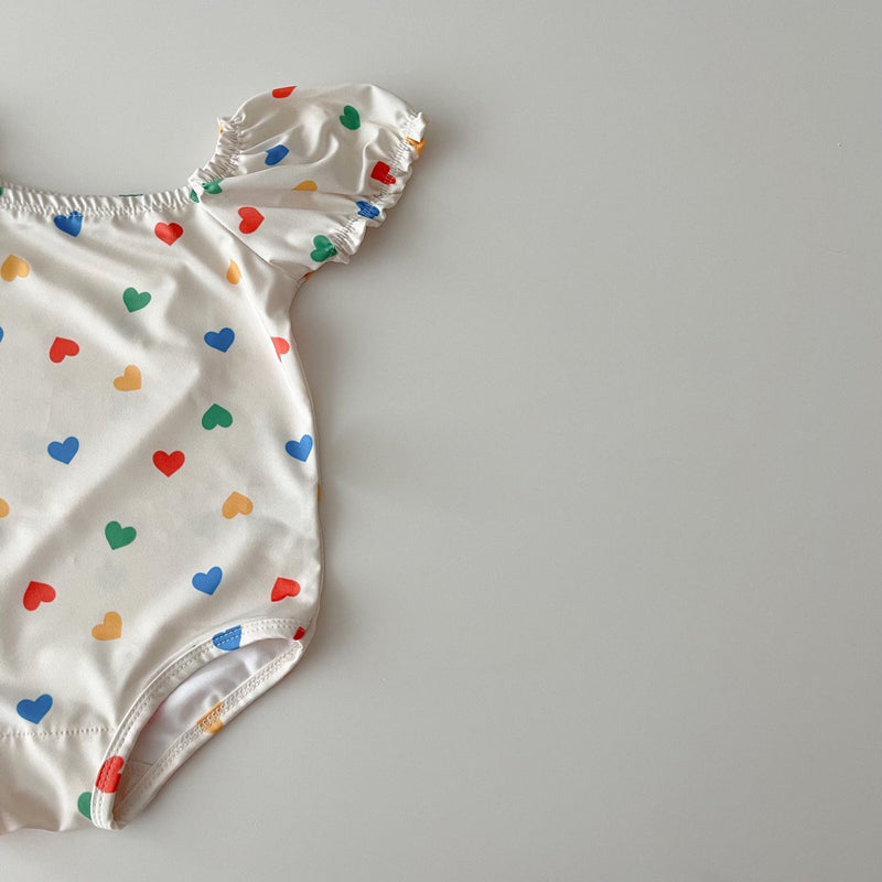 Girls' Baby Bubble Sleeve Printed One-piece Swimsuit