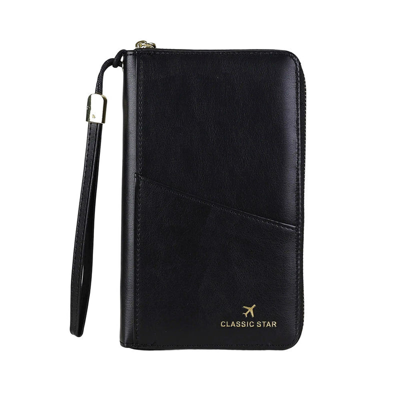 RFID Barrier Passport Holder Genuine Leather Wallet