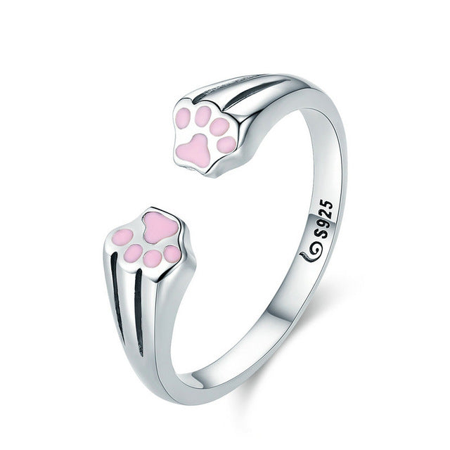 Niedlicher Pfotenabdruck-Ring aus Sterlingsilber