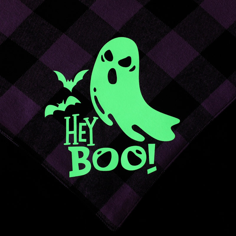 Lenço de Saliva para Animais de Estimação com Padrão Xadrez Luminoso para o Halloween