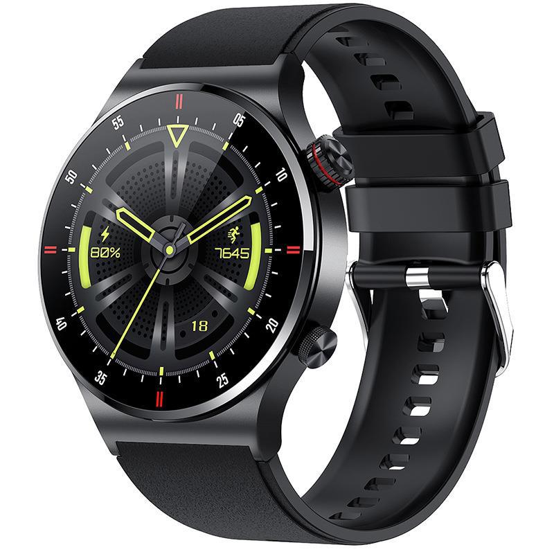 Chamadas Bluetooth QW33 Relógio inteligente ECG PPG Business com pulseira de aço inoxidável e à prova d'água para homens.