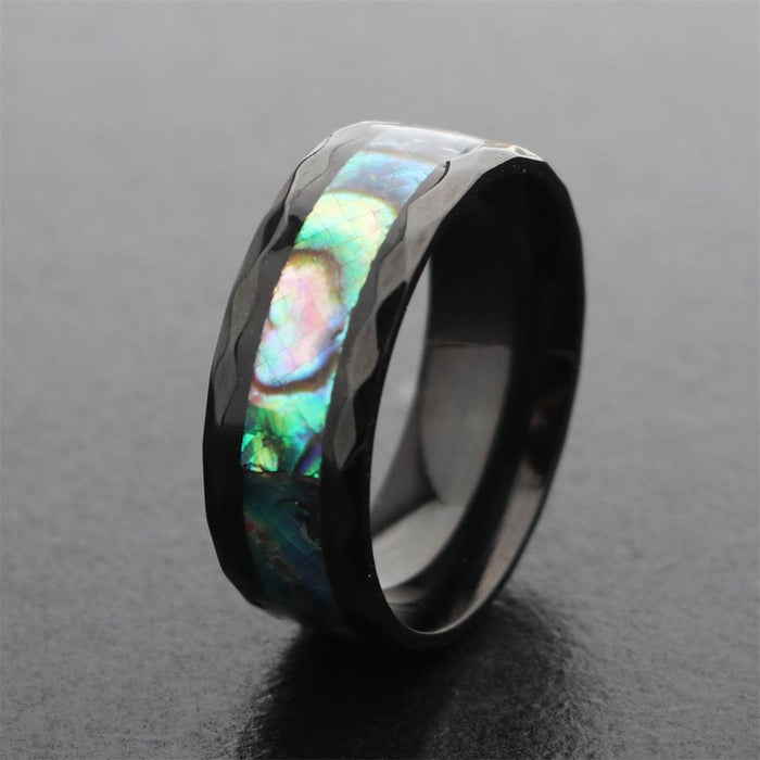 Men's Fashion Shell Black Gold Ring