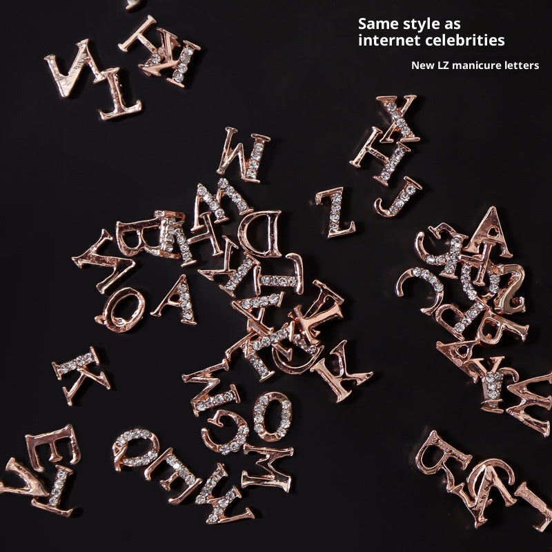 26 Letter Alloy Nail Ornament Nail Crystal