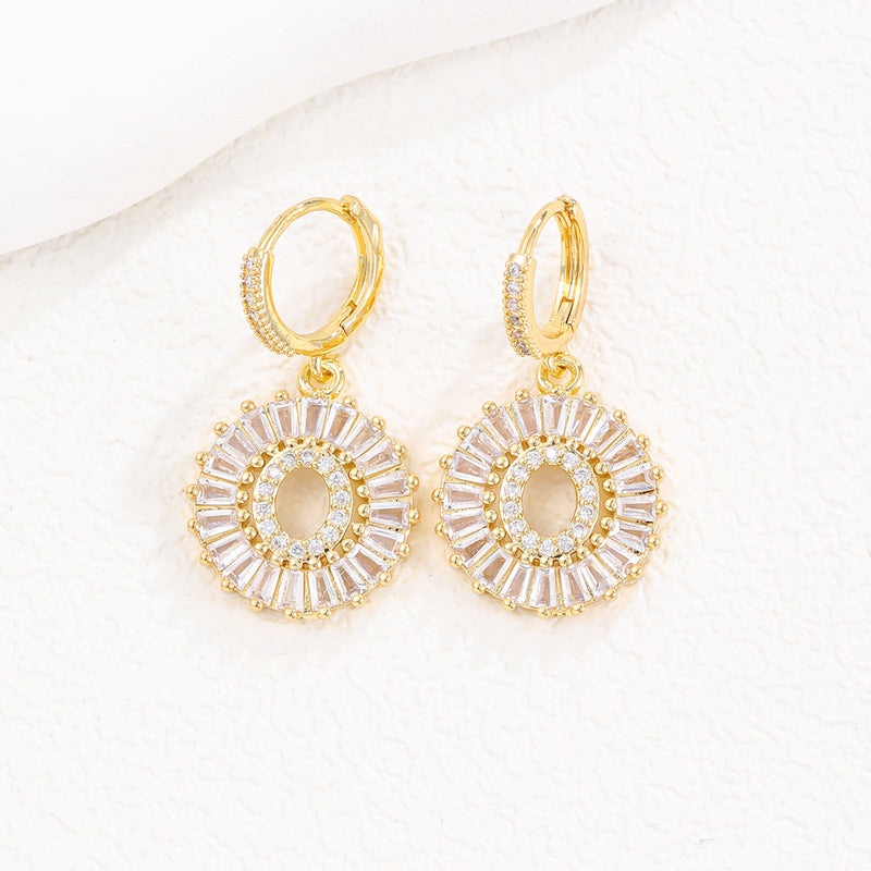 Cristal Sugar Letter Zircon Ear Studs 26 letras em inglês Clipe de orelha de diamante completo