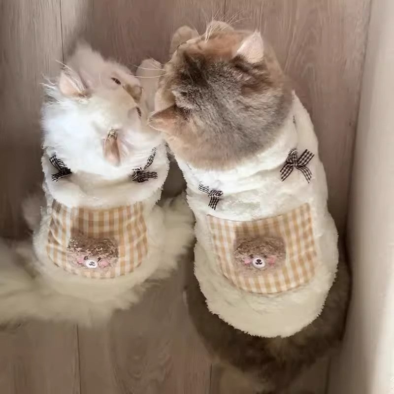 Roupa para Gato Estilo Outono e Inverno Anti-queda de Pelo Vestuário em Velo Quente