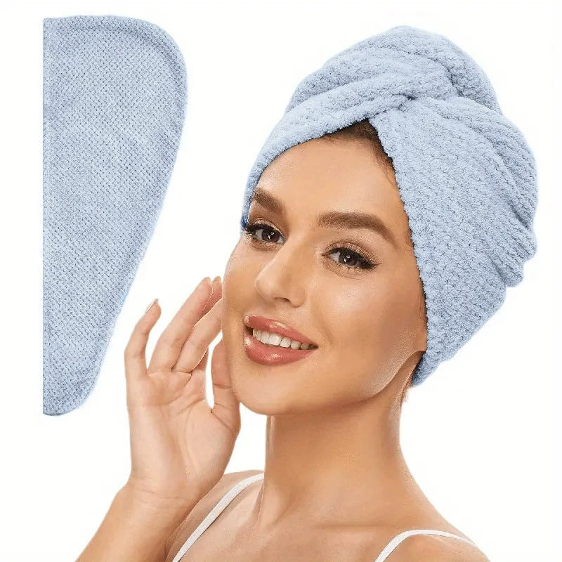 Womens Coral Fleece Hair Drying Cap Highly Absorbent