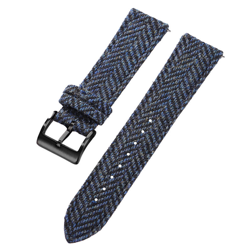 High-quality Tweed-finished Leather Watch Strap With Quick-release Mechanism, Vintage-style Wristband