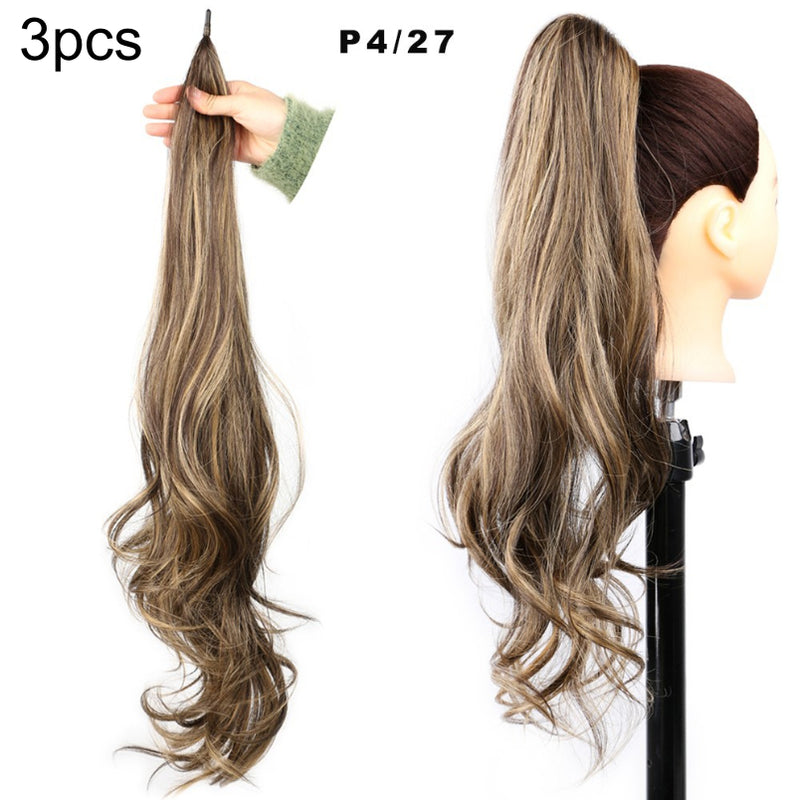 Women's High Ponytail Wig Winding Big Wave Long Curly Hair