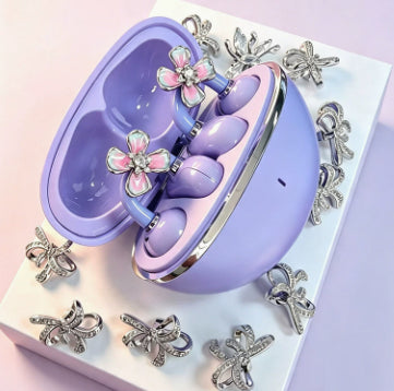 Full Diamond Bow Ear Earrings Ear Clip Wireless Headphones