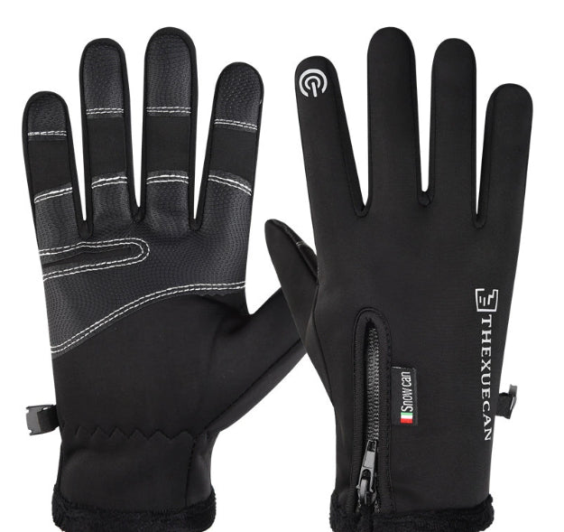 Outdoor waterproof gloves winter zipper touch screen