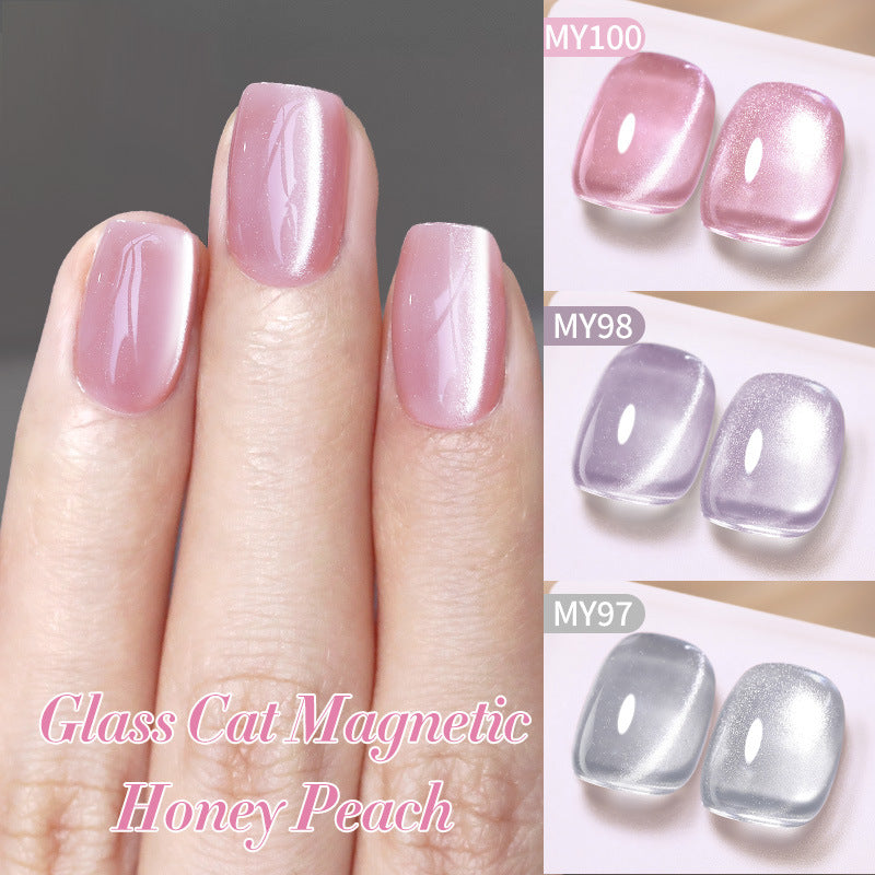 Conjunto de verniz gel "olho de gato" com efeito de contas de vidro