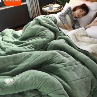 Warme Siesta-Decke dreilagige Decke Steppdecke dicker Lamm-Flanell Bettwäsche Korallenfleece