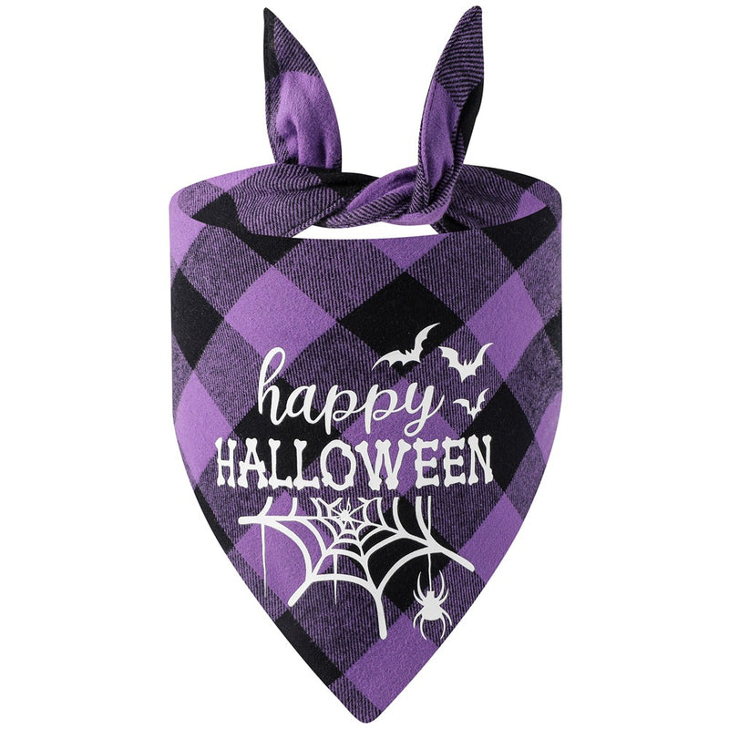 Lenço de Saliva para Animais de Estimação com Padrão Xadrez Luminoso para o Halloween