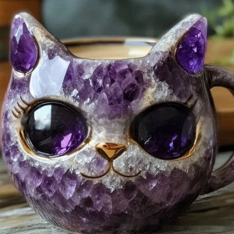 Geoden-Tasse Kristall-Katzenbecher Kunstharz-Handwerk
