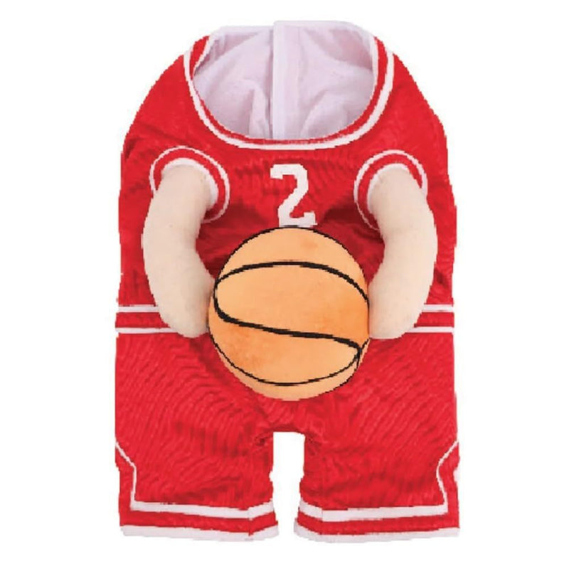 Fato criativo de basquetebol para cão com bola