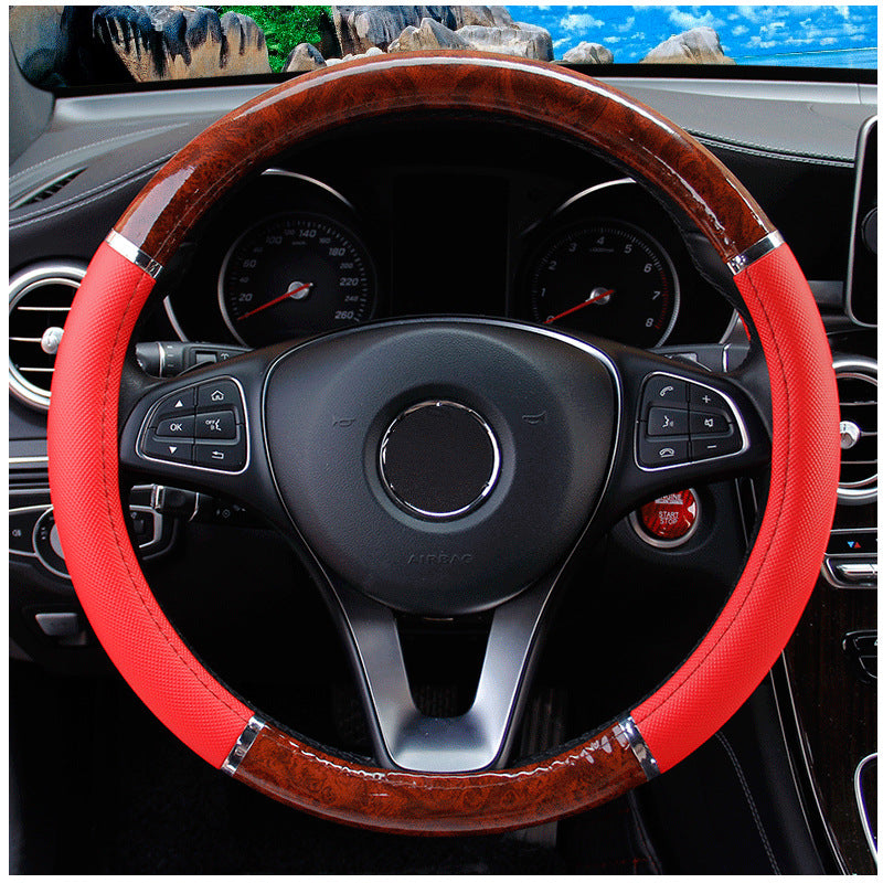 Peach Wood Grain Car Steering Wheel Cover