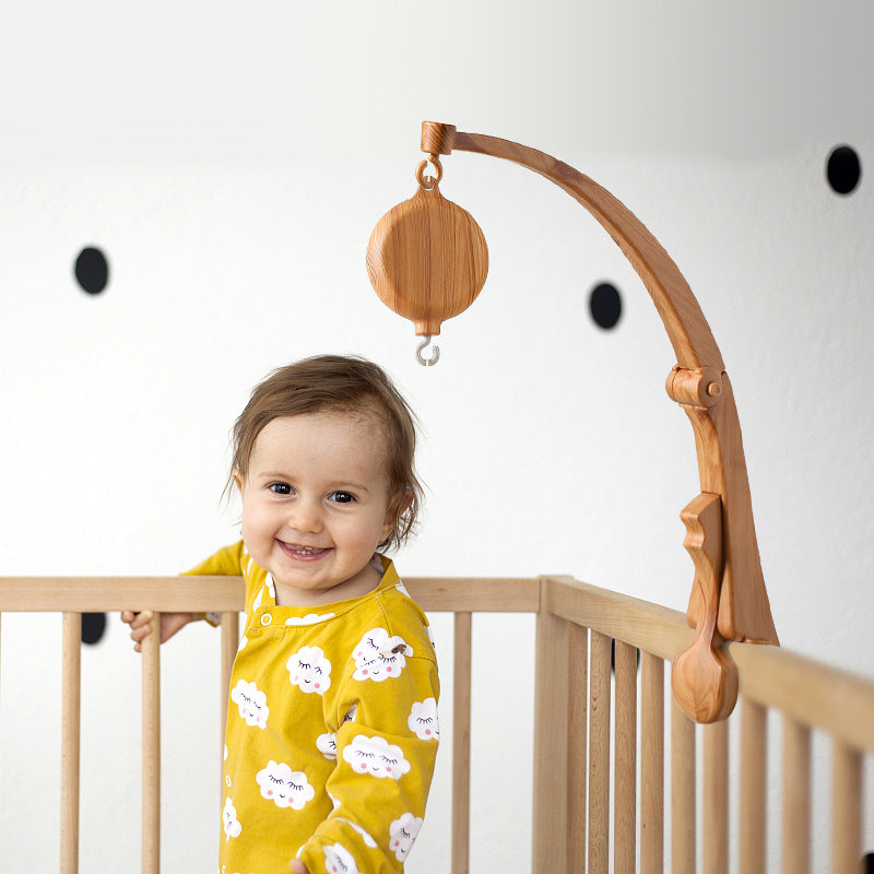 Newborn Wood Grain Bracket Music Box Bed Bell