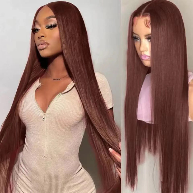 Peruca de Cabelo Liso Comprido de Cor Piano com Lace Frontal de Cabeça Inteira