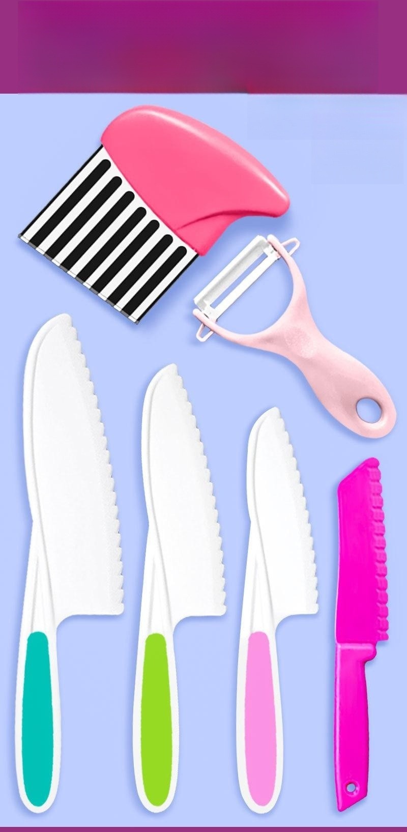 Wave Cutting Board Plastic Fruit Knife Set