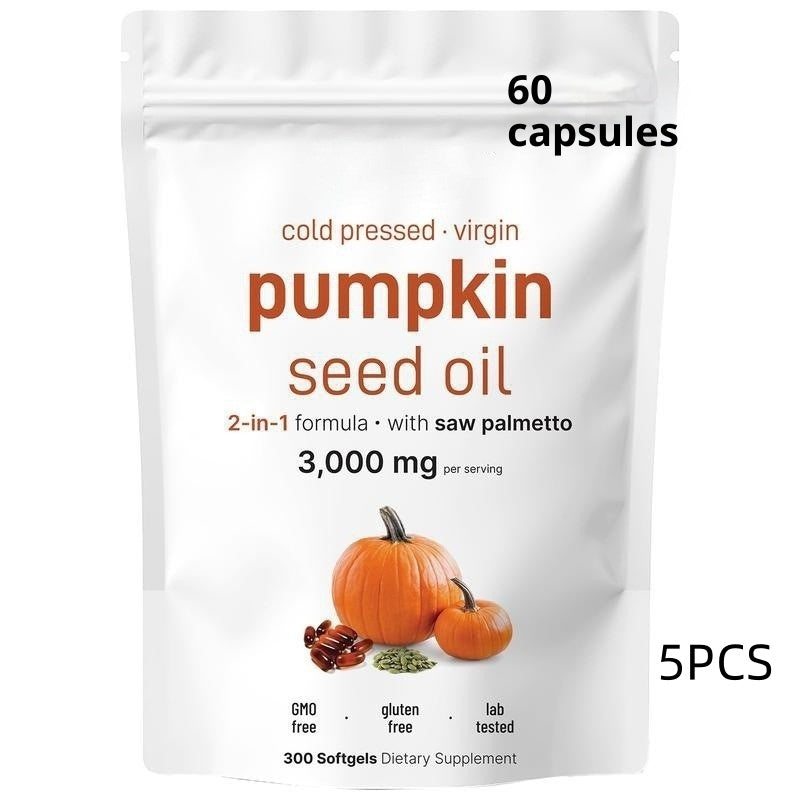 Kaltgepresstes Kürbiskernöl nativ mit Sägepalme, 2-in-1-Formel, 3000 mg pro Portion, 300 Softgel-Kapseln, Nahrungsergänzungsmittel