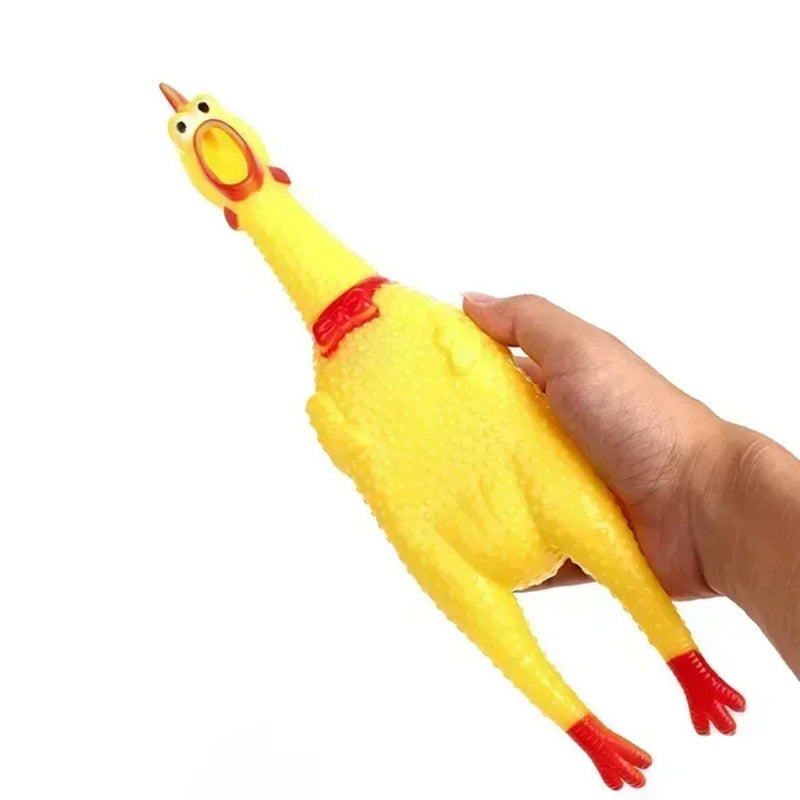 Novo Brinquedo de Borracha para Cão, Galinha Gritadora, Durável e Divertido, Amarelo