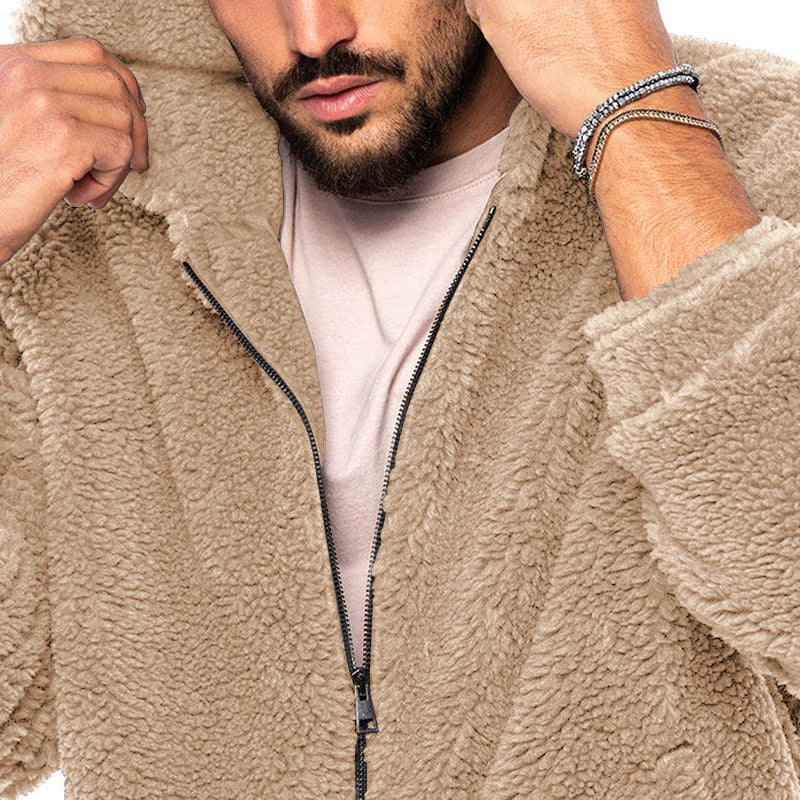 Herren Winter Neu doppelseitige Bejirog warme Kapuzen-Reißverschluss-Freizeitjacke Mantel