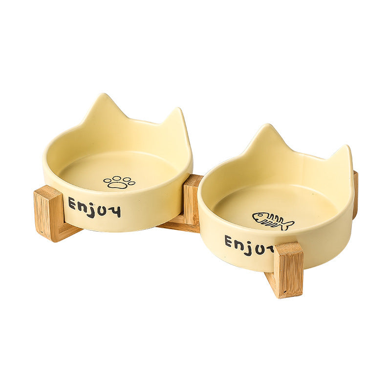 2-in-1 Cat Food Bowl Pet Water Bowl Anti-tumble