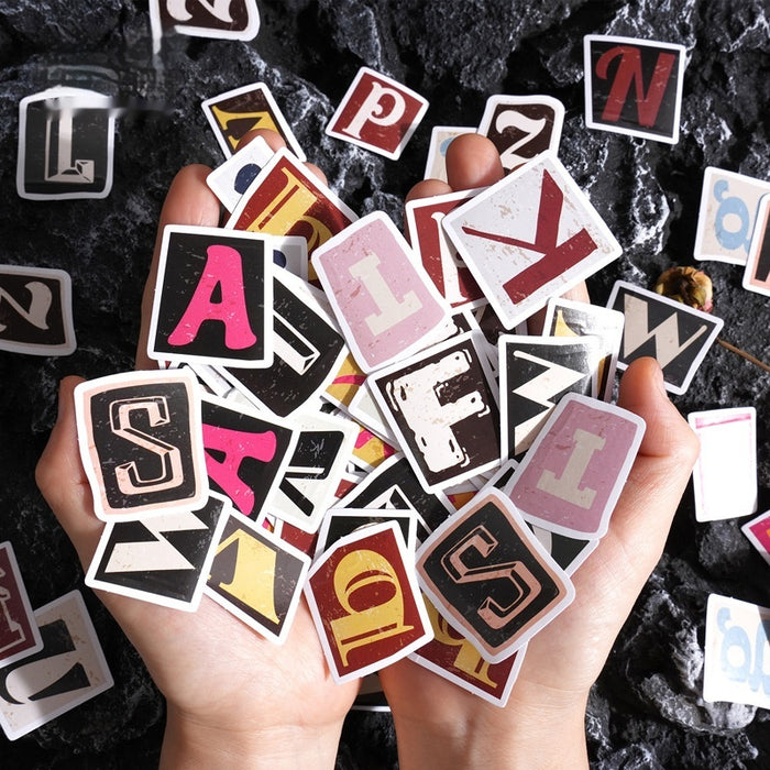 Retro Alphabet Box-packed Stickers Journal Decoration Diy