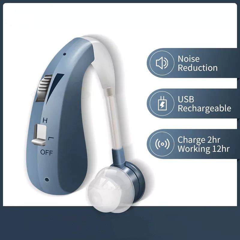 Aparelho Auditivo com Carregamento USB, Amplificador de Som por Voz para Idosos, Pacote Duplo