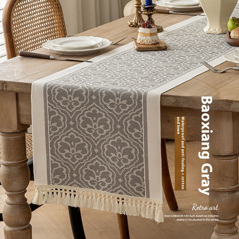 Toalha de mesa comprida em algodão e linho