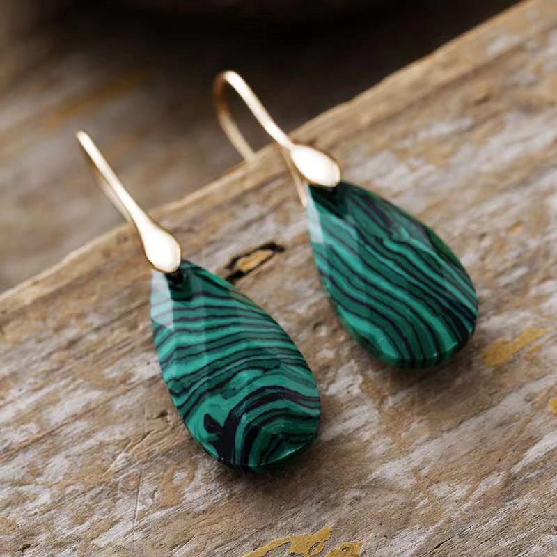 Simple High-quality Natural Tigers Eye Pendant Earrings