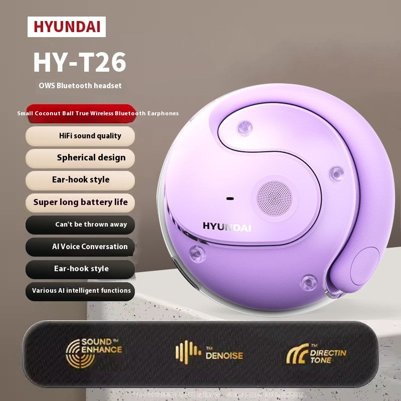 Auscultadores Bluetooth Sem Fios Coconut Ball, Modelo de Gancho com Redução de Ruído