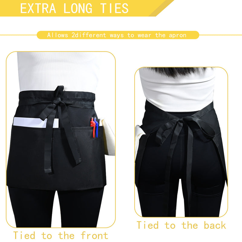 Waiter Apron Black Waterproof And Antifouling Kitchen Work Half-length