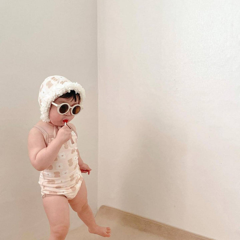 Girls' Flower Hooded One-piece Swimsuit