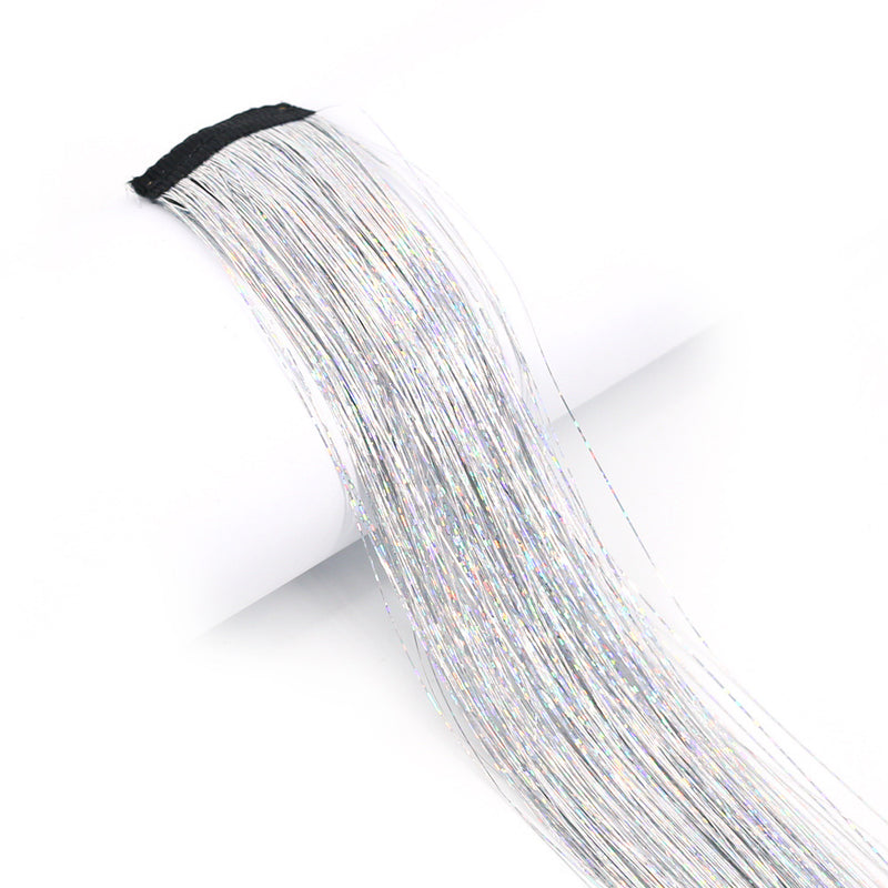 BB Clip-in Goldfaden-Perücke Schimmernde Regenbogen-Haarverlängerungen