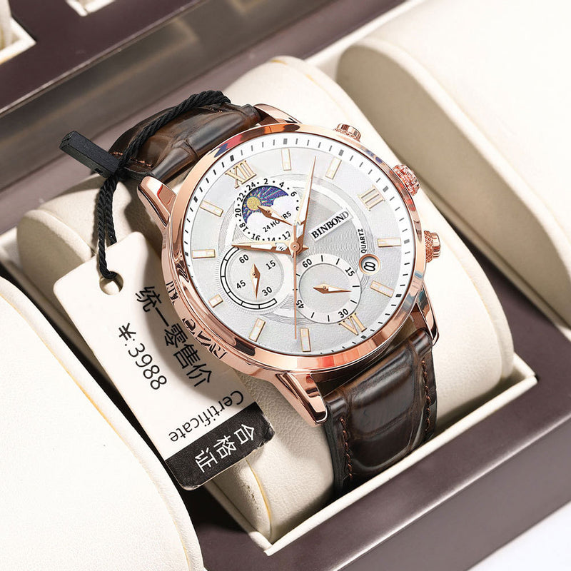 Einfacher multifunktionaler Chronograph, wasserdichte Quarzuhr
