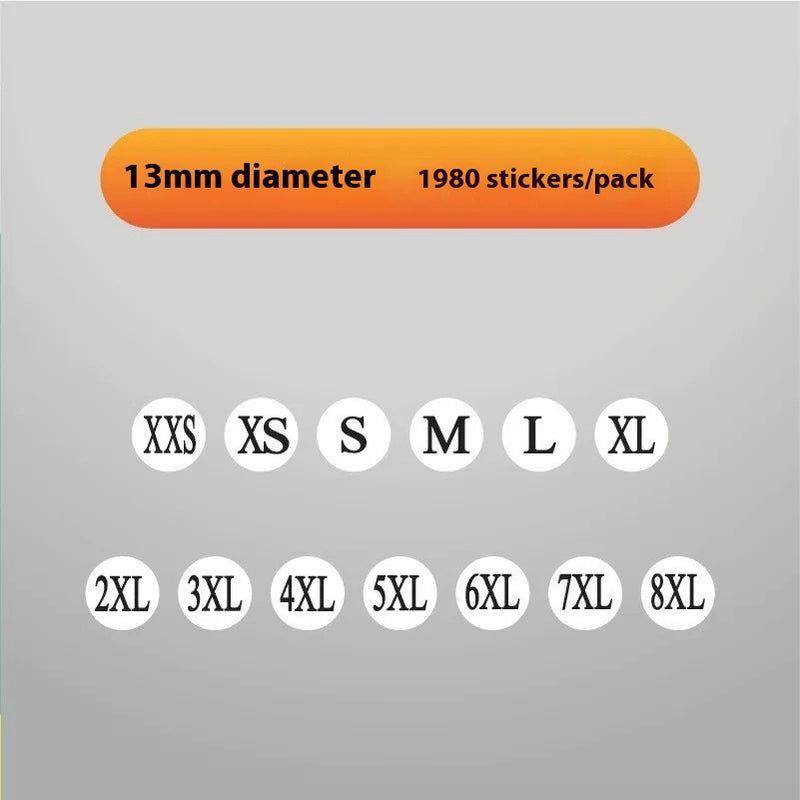 Clothes Size Sticker Digital Adhesive Sticker