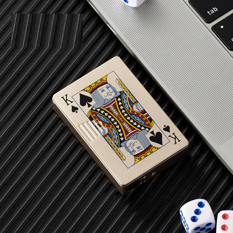 Isqueiro Insuflável Eletrónico À Prova de Vento com Design Criativo de Cartas de Jogar