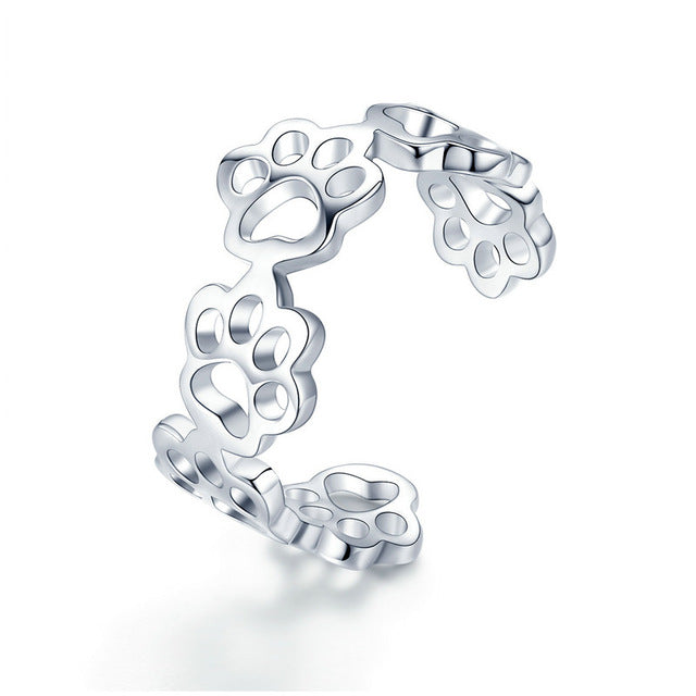 Niedlicher Pfotenabdruck-Ring aus Sterlingsilber