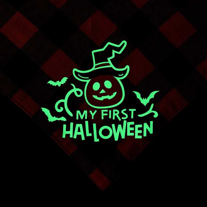 Lenço de Saliva para Animais de Estimação com Padrão Xadrez Luminoso para o Halloween