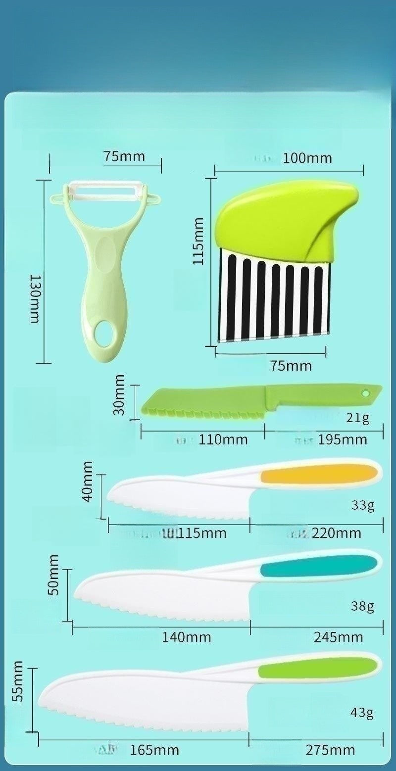 Wave Cutting Board Plastic Fruit Knife Set