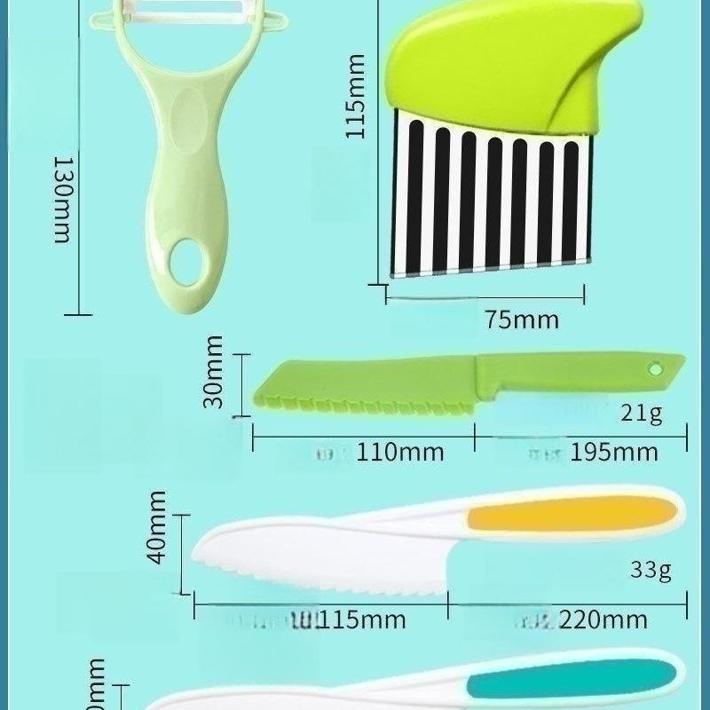 Wave Cutting Board Plastic Fruit Knife Set