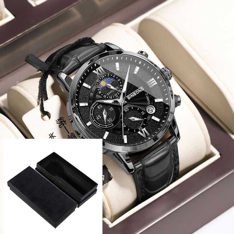 Einfacher multifunktionaler Chronograph, wasserdichte Quarzuhr
