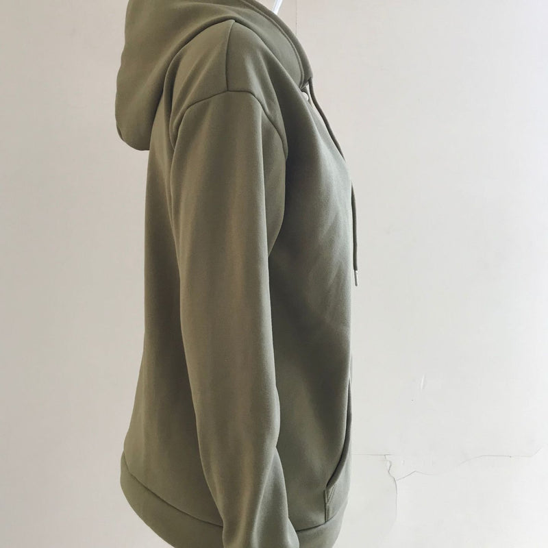 Long-sleeved Hooded Sweatshirt With Pockets Fashion Casual Button Drawstring Design Hoodie Top Spring And Autumn Sports Clothing For Women