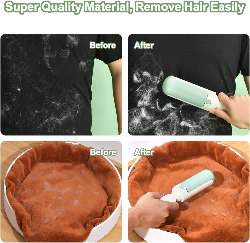 Rolo Removedor de Pelos de Animais Reutilizável, Removedor de Pelos de Cão e Gato com Pega Confortável Antideslizante, Ferramenta Portátil de Remoção de Pelos com Base Autolimpante para Sofá, Assento de Carro, Tapetes e Roupa de Cama