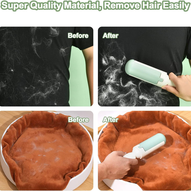 Rolo Removedor de Pelos de Animais Reutilizável, Removedor de Pelos de Cão e Gato com Pega Confortável Antideslizante, Ferramenta Portátil de Remoção de Pelos com Base Autolimpante para Sofá, Assento de Carro, Tapetes e Roupa de Cama