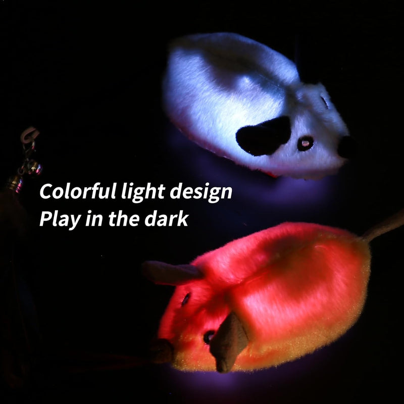 Brinquedo de Rato Interativo para Gatos de Interior Rato LED Recarregável com Pena Guizo e Cauda Brinquedo Elétrico Realista de Movimento Automático para Gatos para Exercício e Combate ao Tédio em Todas as Raças