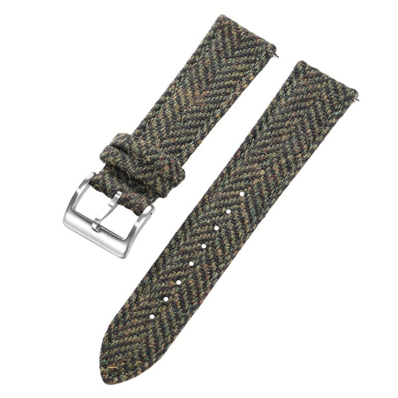 High-quality Tweed-finished Leather Watch Strap With Quick-release Mechanism, Vintage-style Wristband